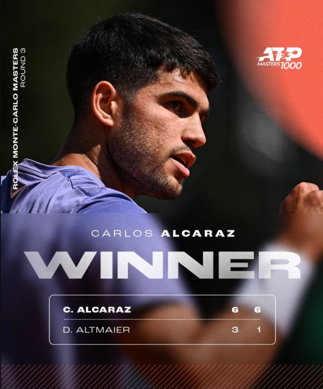 蒙特卡洛大师赛碾压澳网，阿尔卡拉斯带队取胜